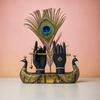Mariner's Creation Decorative Krishna Hand Showpiece with Metal Flute and Peacock Feather