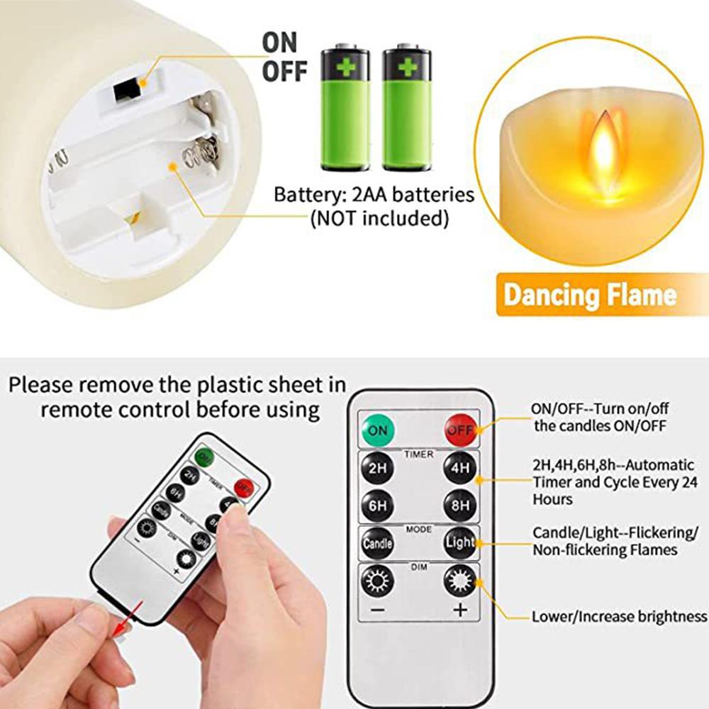 Flameless Candles with Remote Timer Flickering Tear Wave Shaped Simulate Dripping LED Candles Battery Operated for Indoor Decor