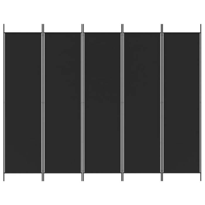 VidaXL Cloison de Séparation 5 Panneaux Séparateur de Pièce Pliable Diviseur Écran d'Intimité Paravent Décoration Salon Noir 350189
