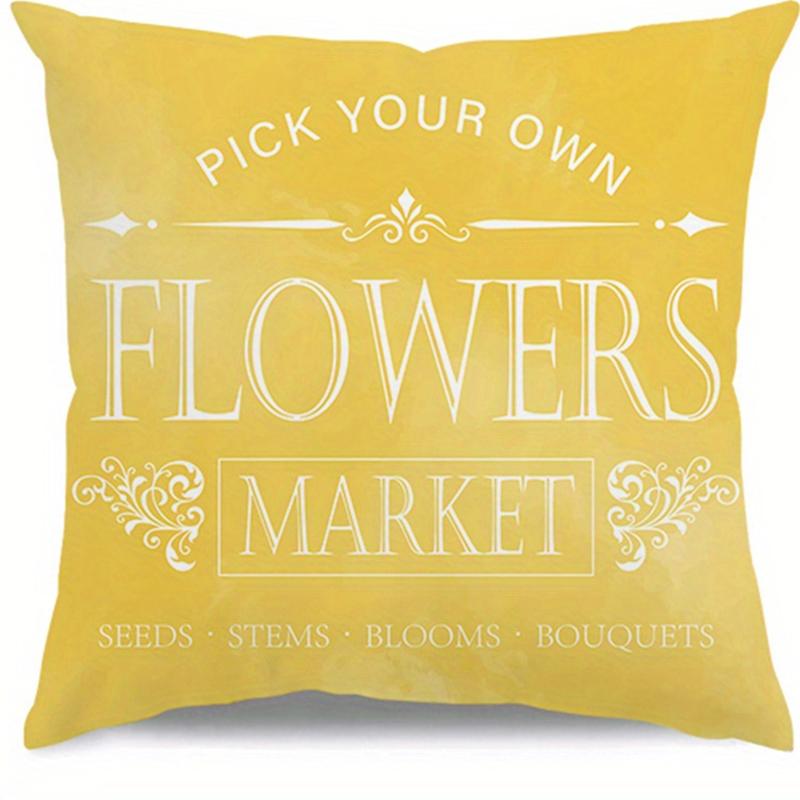 Yellow Tulip Bicycle And Hello Sunshine Pillows Polyester Pillowcase, Sofa Decorative Cushion Cov Headboard Pillow