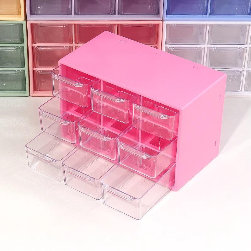 Japanese Solid Color 9-Grid Mini Drawer Storage & Organizer Box