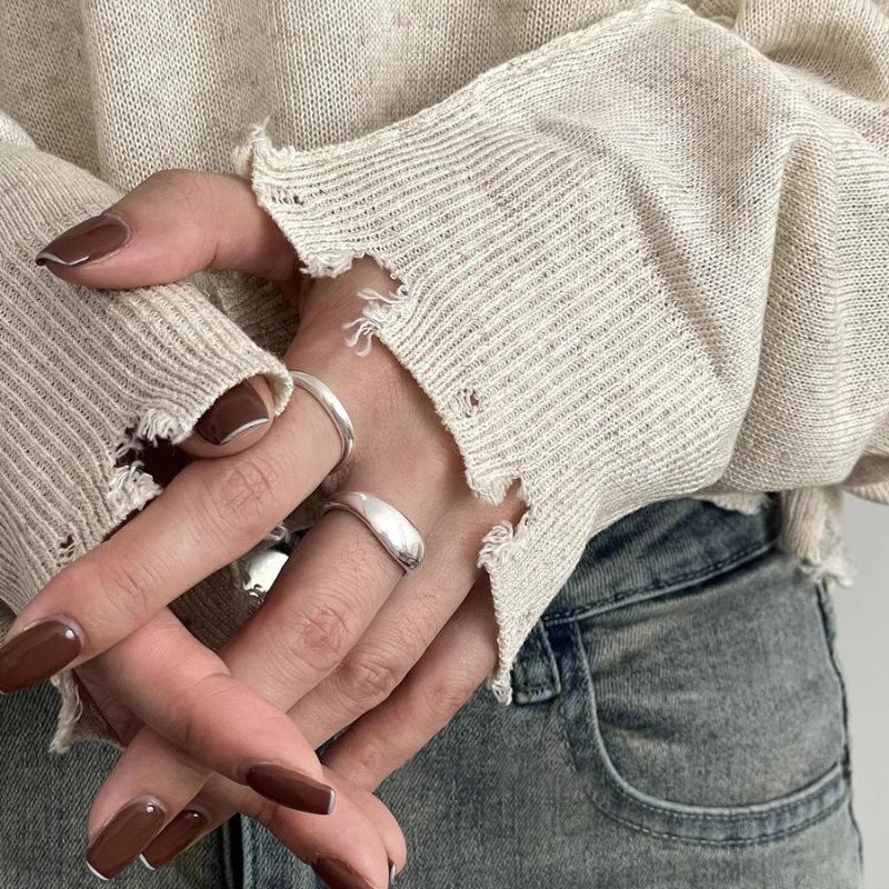 925 Sterling Silver Irregular Stackable Rings For Women Vintage Luxury Quality Jewelry Accessories Wholesale Jewellery Allergy
