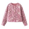 Fashion Women's Round Neck Cardigan Flower Pattern Cotton Coat Jacket
