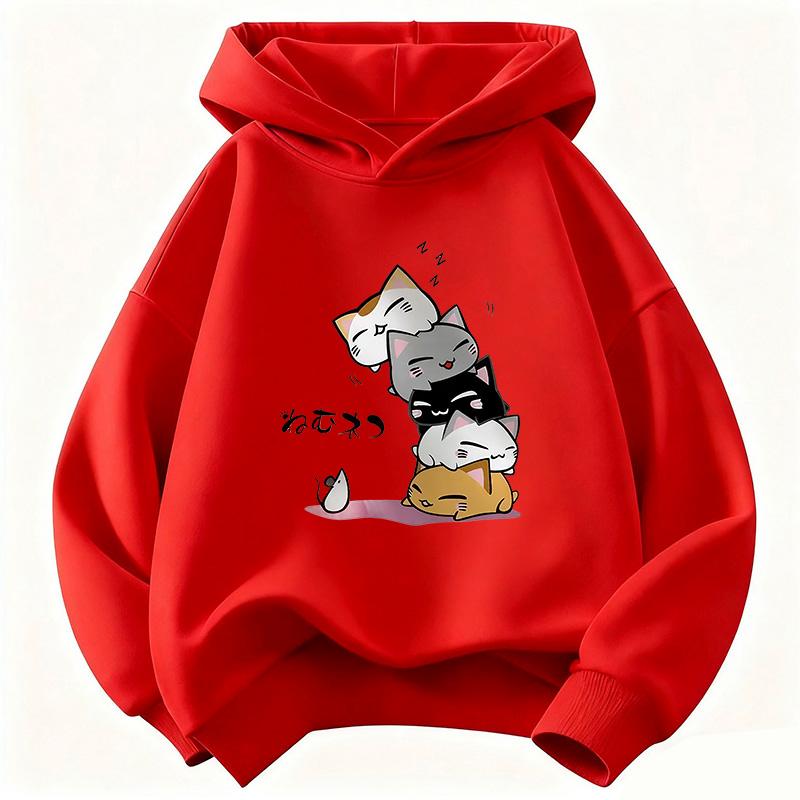 Y2K Funny Cat Graphic Kids Cat Children's Sweatshirt Casual Hoodies for Boys Girls Clothes