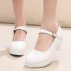 8cm 10cm Small Size 32-43 Shallow Soft Leather Mary Janes Platform Pumps 2025 Spring Trend Block High Heels Shoes Office Model