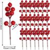 100/10PCS Red Artificial Berries Branch Christmas 7 Heads Holly Berry Stems DIY Craft Wreath New Year Party Xmas Tree Decoration