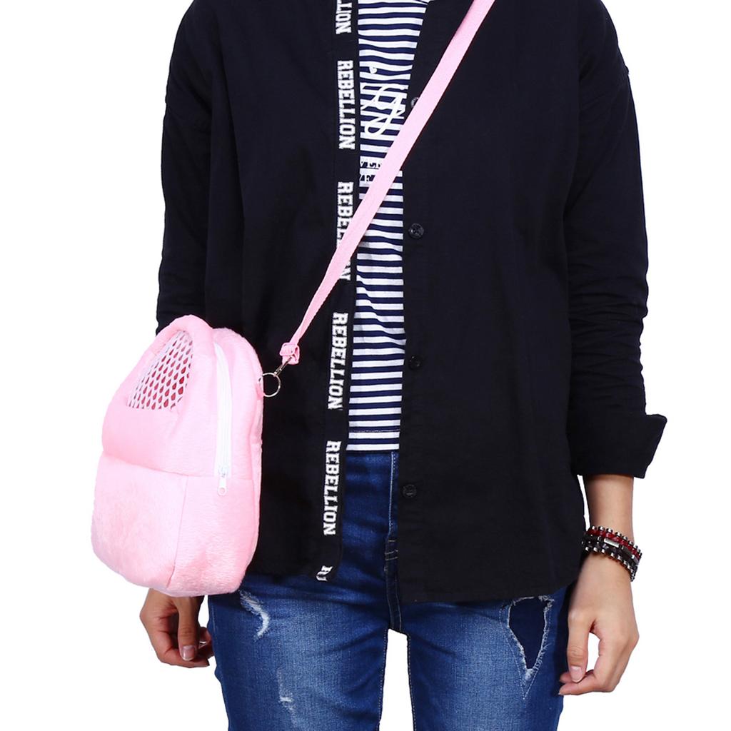 Pet Carrier Hamster Rat Hedgehog Rabbit Ferret Sleeping Outgoing Travel Packet Bag (Pink)