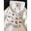 Retro Heavyweight Embroidered Dog Print 3D Cartoon Cute Hooded Casual Versatile Hoodie