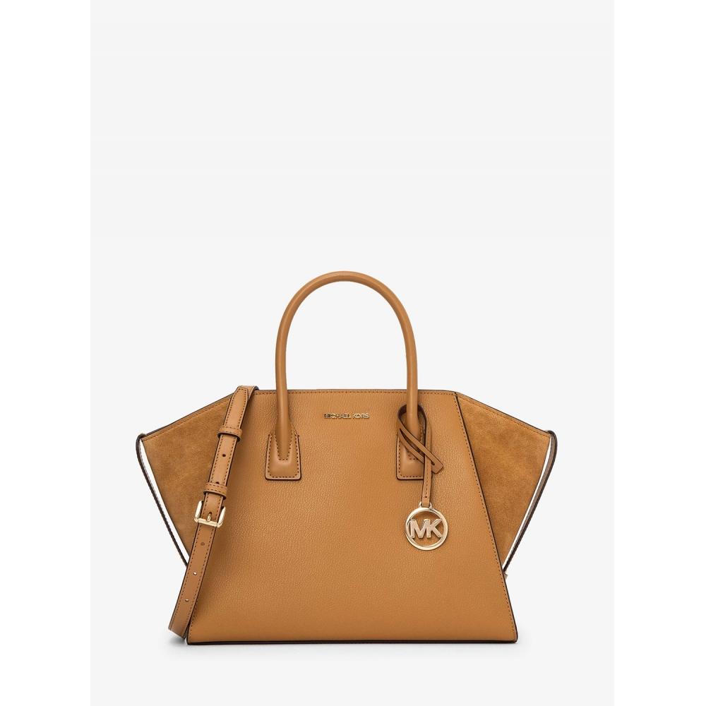 

Michael Kors Avril Leather Suede Satchel Large 35f4g4vs3l714 Deer F