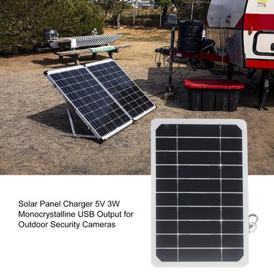 Solar Panel Charger With USB Cable for Outdoor Security Cameras, IP65 Waterproof 5W5V Monocrystalline Solar Panel