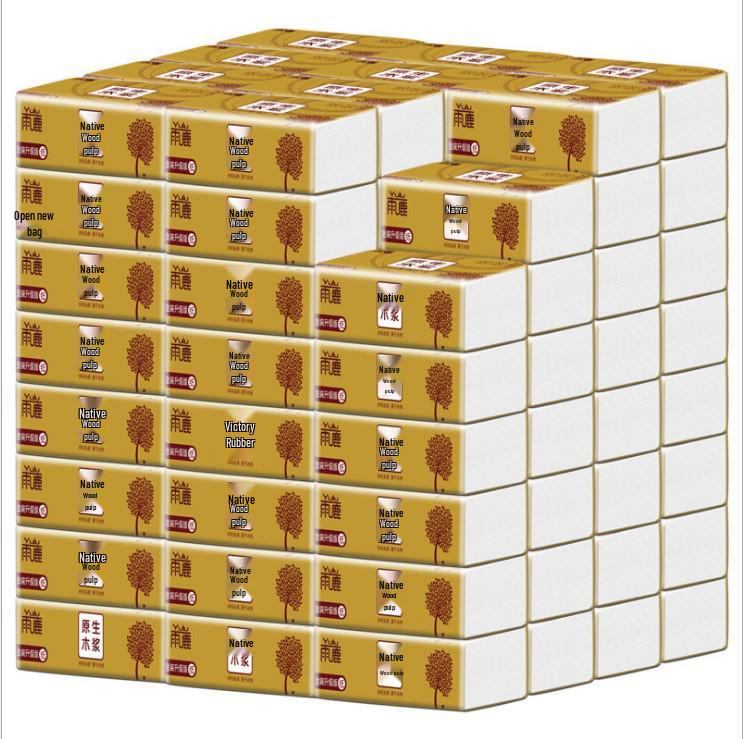 In-Stock Facial Tissues: 80 Packs of Thickened, Virgin Wood Pulp Pull-Out Car and Face Towels
