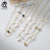 ORSA JEWELS Muschel 4 Vierblättriges Kleeblatt Anhänger Halskette Liebhaber Geburtstagsgeschenk Qualität Doppellagig 925 Silber Schmuck GMN59