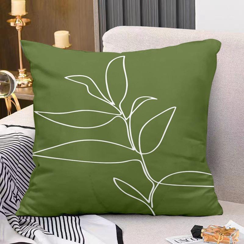 Green Small Fresh Print Decorative Pillowcase Bedroom Living Room Square Cushion Pillowcase