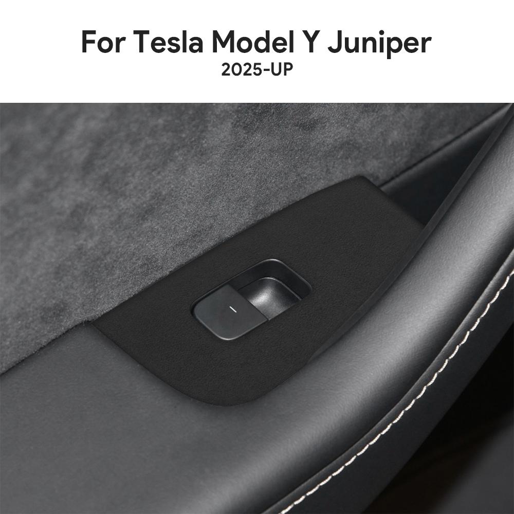 Italienische Oberseite Wildleder-Zieraufkleber LHD RHD Für Tesla Model Y Juniper 2025 2026-Up Fensterheber-Schalter Auto-Innenzubehör