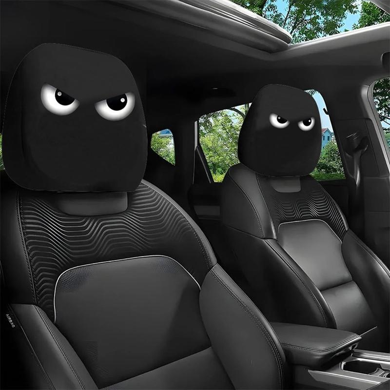 2PCS Car Headrest Covers Double-Sided Cute Funny Cartoon Eyes Car Seat Head Rest Protector for Auto Front Seat Rest Decoration