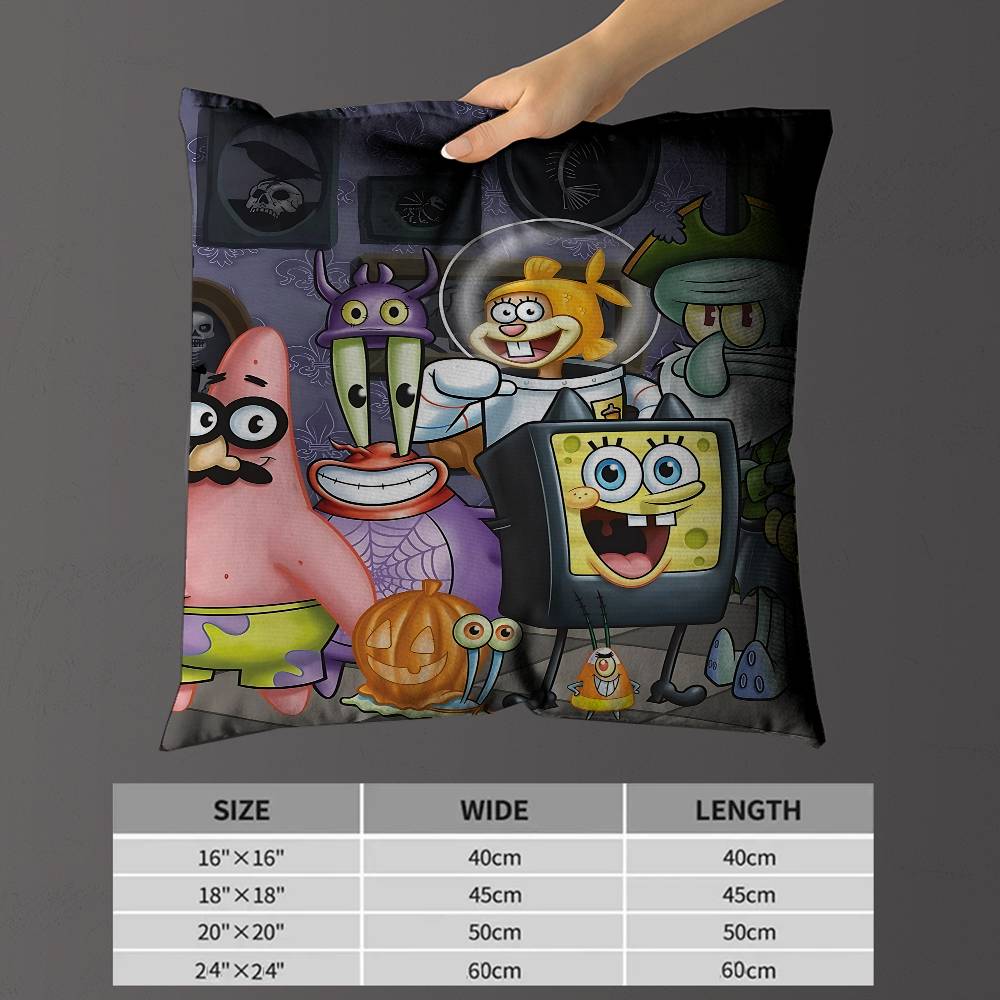 Cartoon Cute SSpongeBob Maple Design Cushion Cover Happy Autumn Harvest Decor Holiday Decorati Pillow Cover