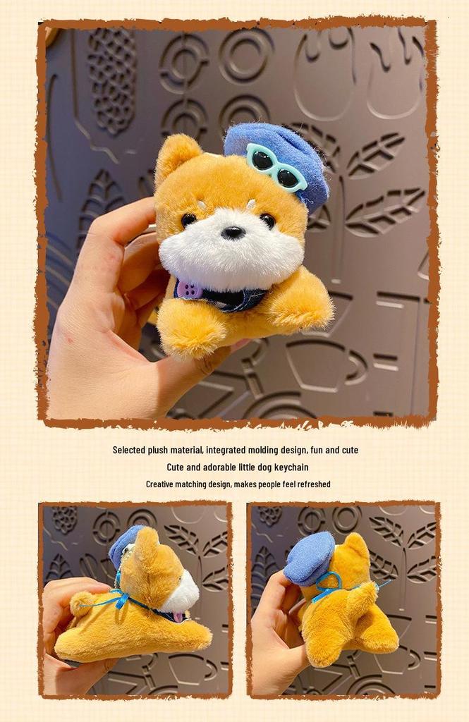 Trendy Cute Dog Plush Keychain Pendant - Adorable Cartoon Figure for Bags and Couples