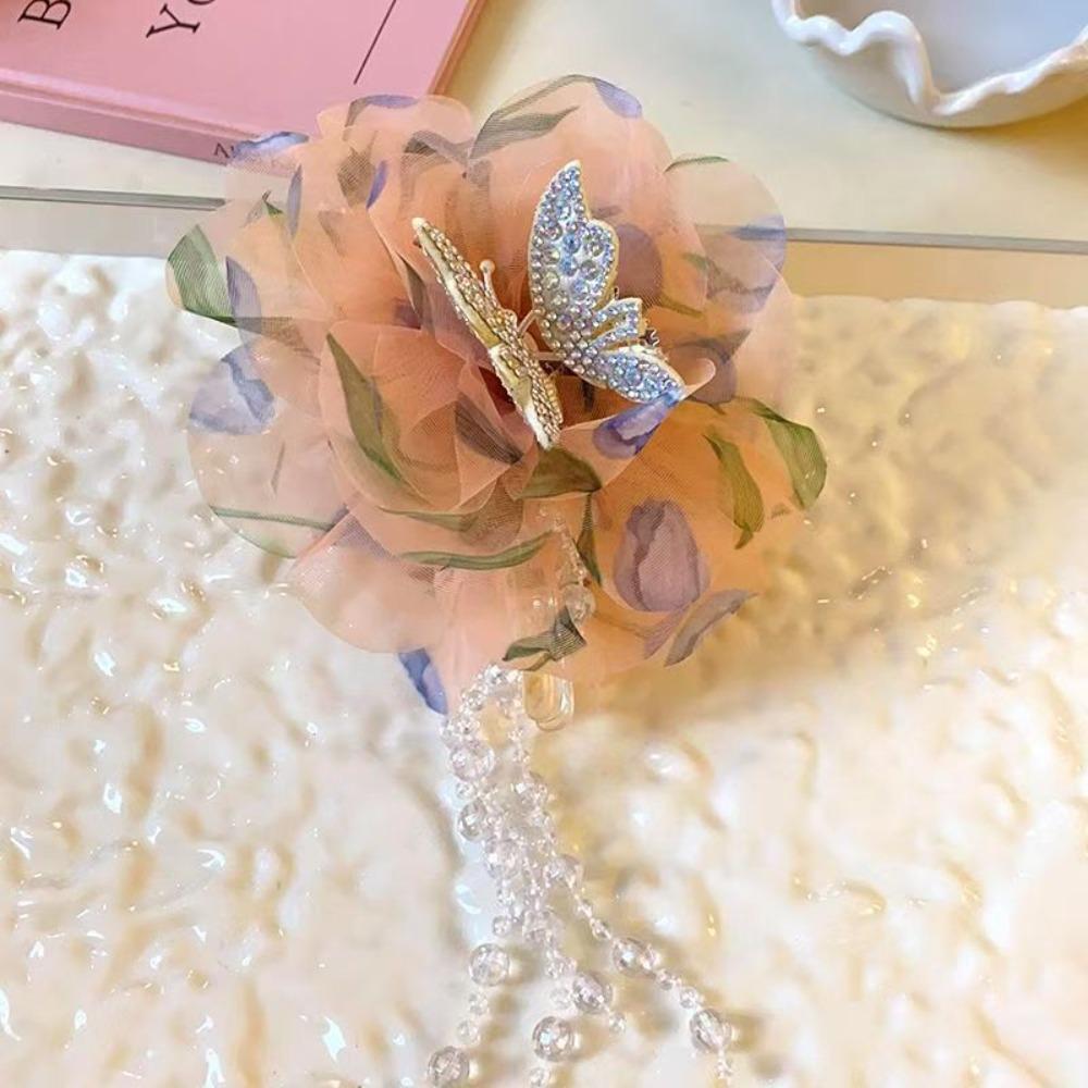 Tassel Grasping Clip Mesh Shark Clip Fashion Hair Claw  Headwear