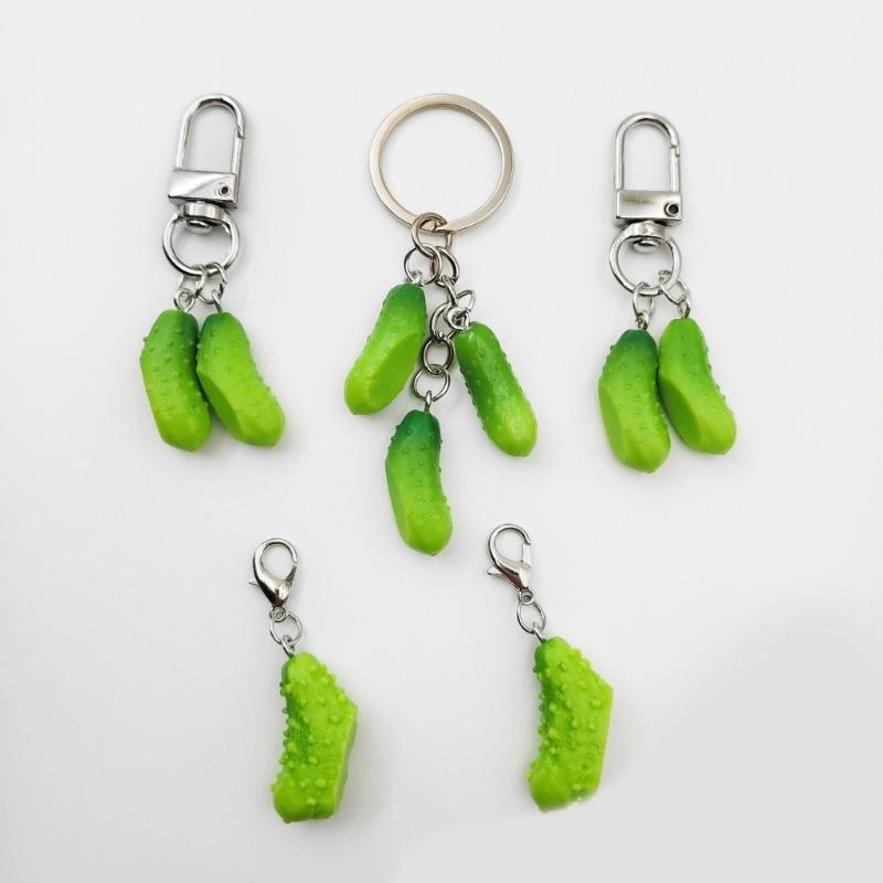 10 Pieces Fun and Lovely Cucumber Charm Keyring Portable Key Holder Accessory for Decorating Purses and Car Keys