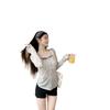 Spring/Summer Korean Polka Dot Sheer Slim-Fit Long Sleeve T-Shirt for Women