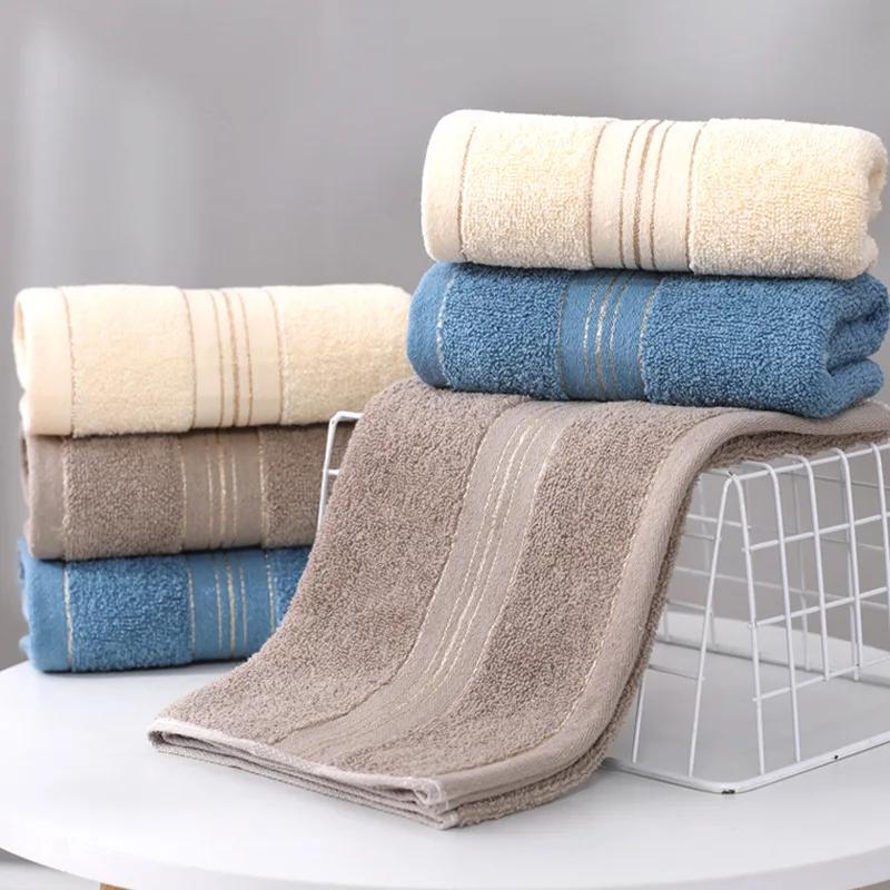2pcs Pure Cotton Towel Thickened Absorbent  Bath Towel Quick Absorbent Soft Quick Dry Solid Color Golden Silk Face Towel