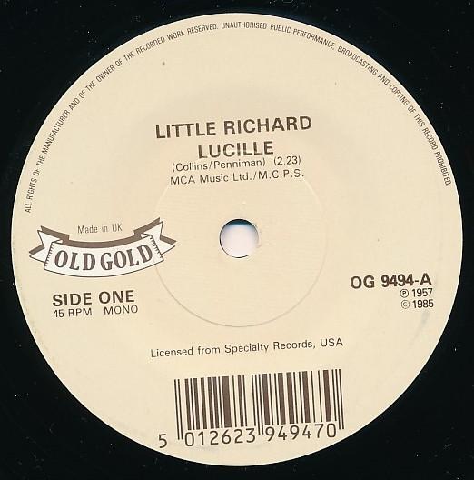 

7inch Record LITTLE RICHARD - Lucille OG9494 Old Gold UK Rock Used