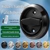 No-Drill Stainless Steel Hidden Door Pull Handle with Lock - Invisible Round Sliding Ring for TV Background Wall