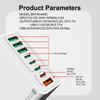 Fast 8-Port Charger: 4 USB, 4 PD, 55W, QC3.0 – Compatible with European, American, Korean Standards