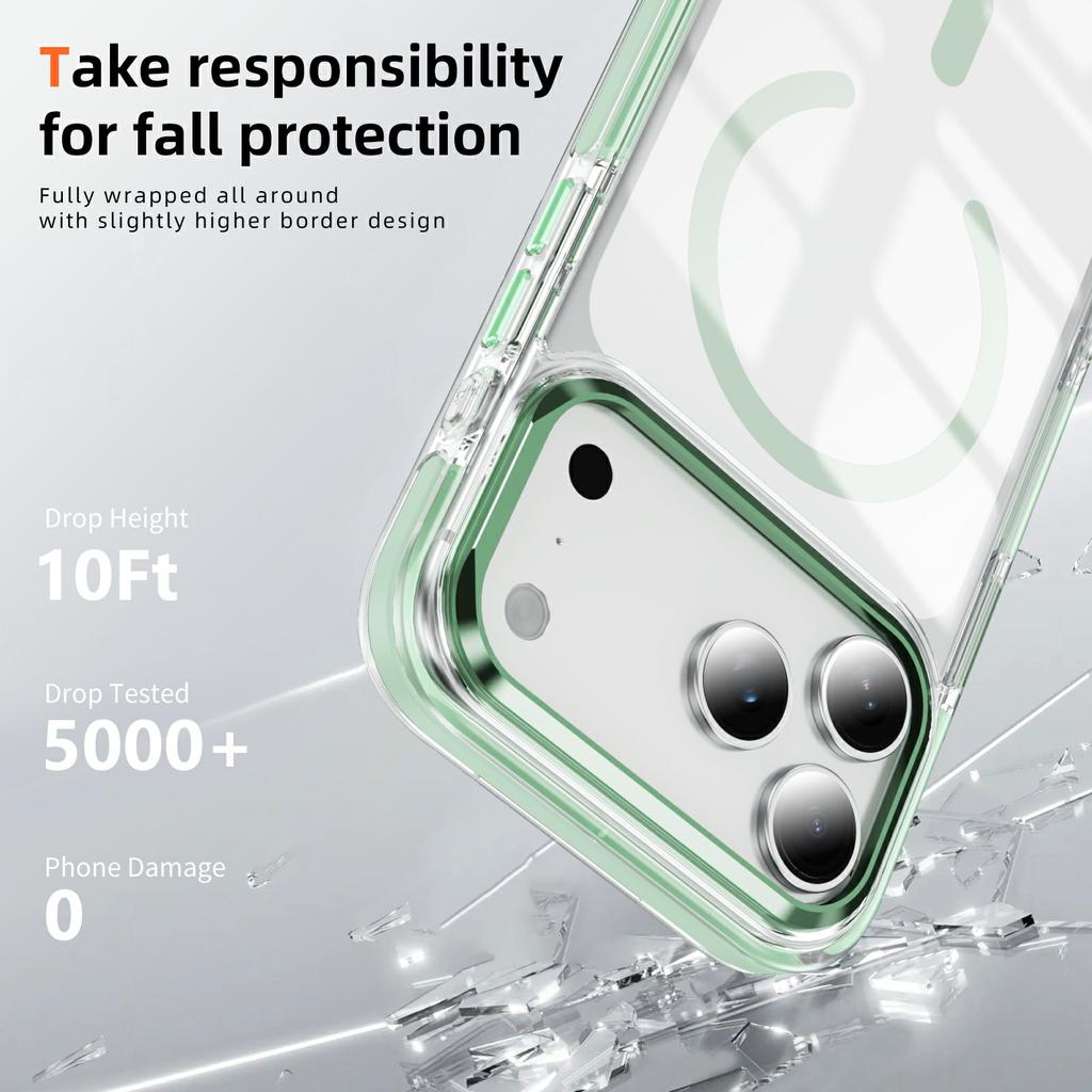 For iPhone 17 Pro Case Compatible with MagSafe TPU PC Acrylic Shockproof Clear Phone Back Cover