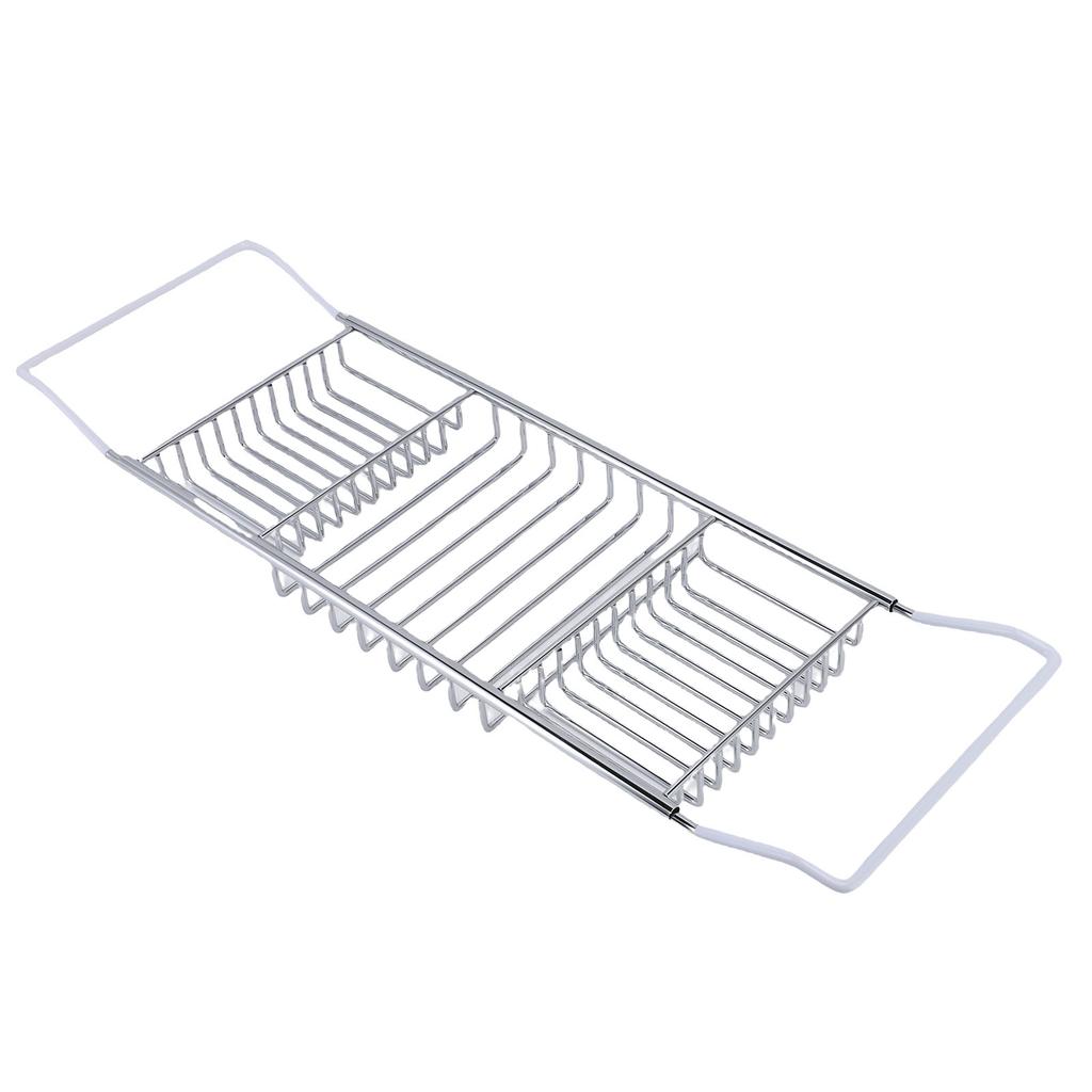 Taca do wanny ze stali nierdzewnej, rozszerzalna taca do wanny prysznicowej, luksusowe akcesoria łazienkowe