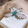 Luxury New Fine  Big Butterfly Ring  Silver Crystal Zircon Imitated Emerald Green Open Rings for Women