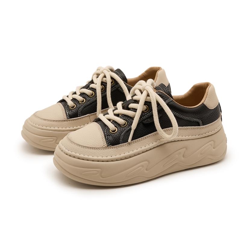 Fashion AIYUQI 2025 New Women's Sneakers Thick-soled Lace-Up Shoes Women Casual Shoes Large-Size Flat Skateboard Female Shoes