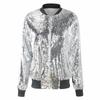 Women Casual Sequin Jacket Casual Fall Sequin European and American plus Plus Size Loose Sequins Sequin Outwear