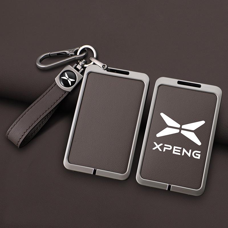 

Car Smart Nfc Card Key Case Cover For Xpeng Xiaopeng P7 P5 Buckle G9 G3 G3I Zinc Alloy Leather Protector Keychain Accessories