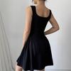 Casual Square Neckline Solid Color Sleeveless Mini Dress European and American Monochrome Bra Women's Skirt
