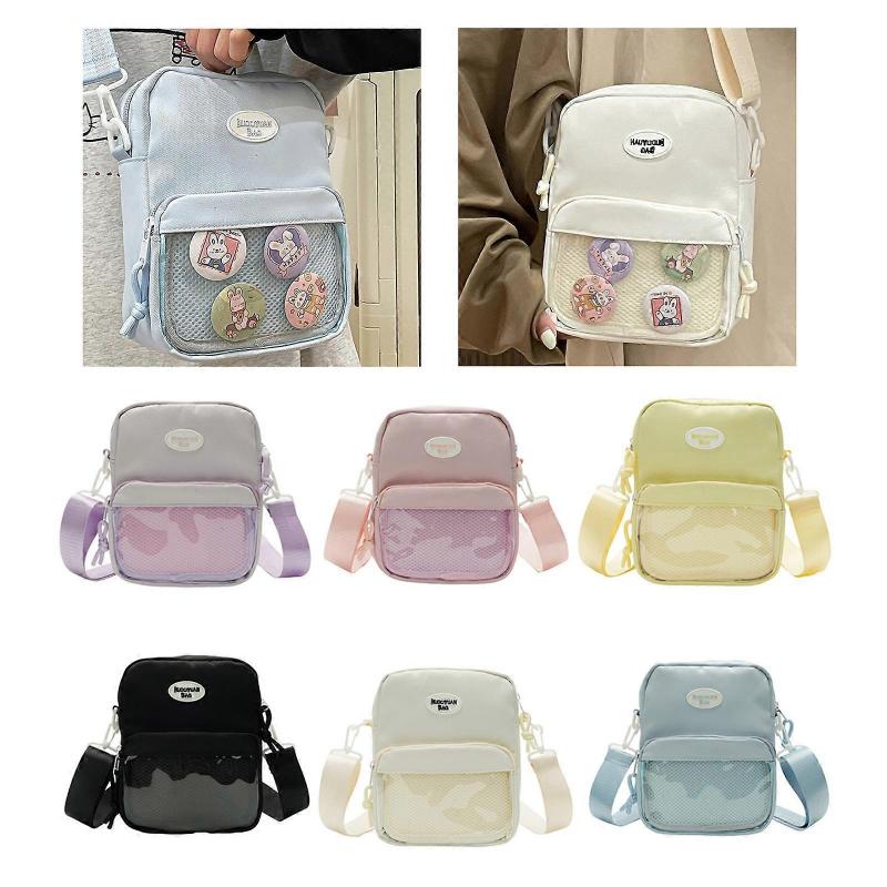 Womens Clear Shoulder Bag Japanese Style Crossbody Bag Harajuku Itabag Fashion Phone Bag for Pin Display  Yellow