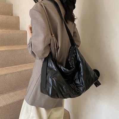 Premium Sense Bag Women's Autumn and Winter New Cotton Clothes Bag Large Capacity Tote Bag Single Shoulder Messenger Bag