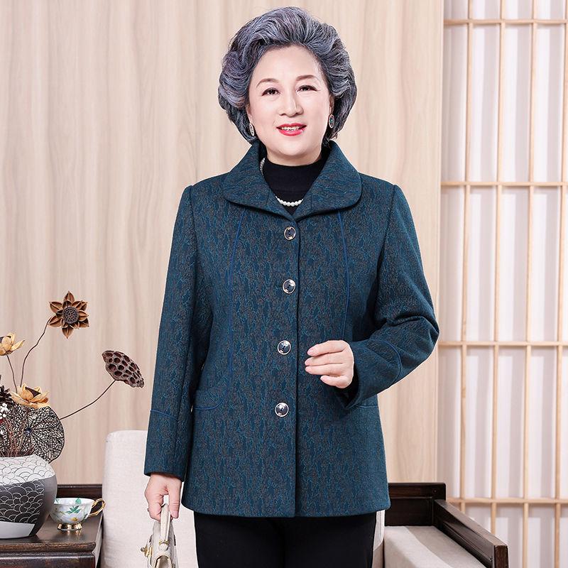 

Fashionable Spring Autumn Outerwear for Senior Women Luxury Grandma Clothing Stylish 5XL синий