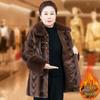 Stylish Fleece-Lined Cotton Mid-Length Coat - Cozy Outerwear for Middle-Aged and Elderly Women