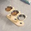 Three Bowl Design High Cat Bowl Lifting Height Stainless Steel Pet Feeding Bowl Protects Neck Spine Food And Water Plate