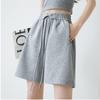 Women Solid Color Sport Casual Elastic Waist Shorts Drawstring Wide Leg Pants Summer Cotton Linen Beach Shorts