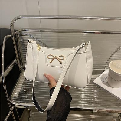 Super Fire Solid Color Bow Fashion Casual Commuter Bag Women's 2025 New Retro Shoulder Armpit Small Square Bag
