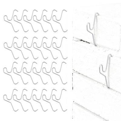 Stainless Steel Brick Hook Clips Heavy Duty No Drill Brick Hanger Wall Clips for Outdoor Hanging Wreaths Lights Decorations Fits 2-1/4 To 2-2/5 Inch