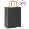 VidaXL Paper Bags 50 Pcs with Handles Black 21x11x28 Cm, Paper Bag, Paper Gift Bag, Paper Gift Bag, Bag 4101853