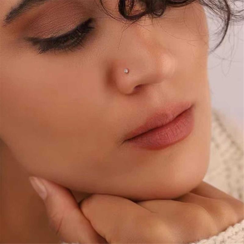 Multiple Color Stainless Steel Nose Studs Set 4Pcs 3 Shank Designs 7mm Post Length Comfortable Piercing Jewelry