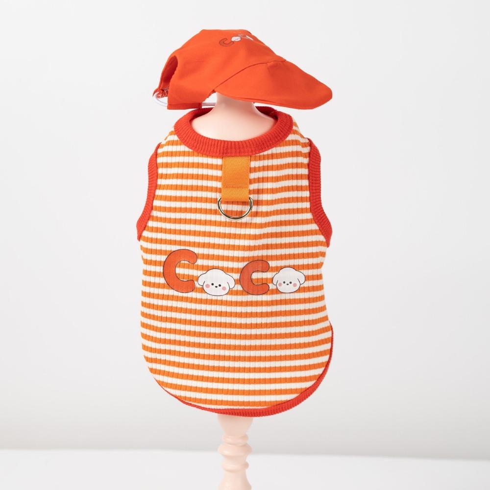Spring and Summer Dog Clothes Striped Vest Hat Out Traction Suspender Small and Medium Dogs Cat Pet Clothes
