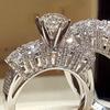 2Pcs/Set Couple ring Rhinestone Inlaid Glossy Luxury Style Exquisite Finger Ring for Banquet