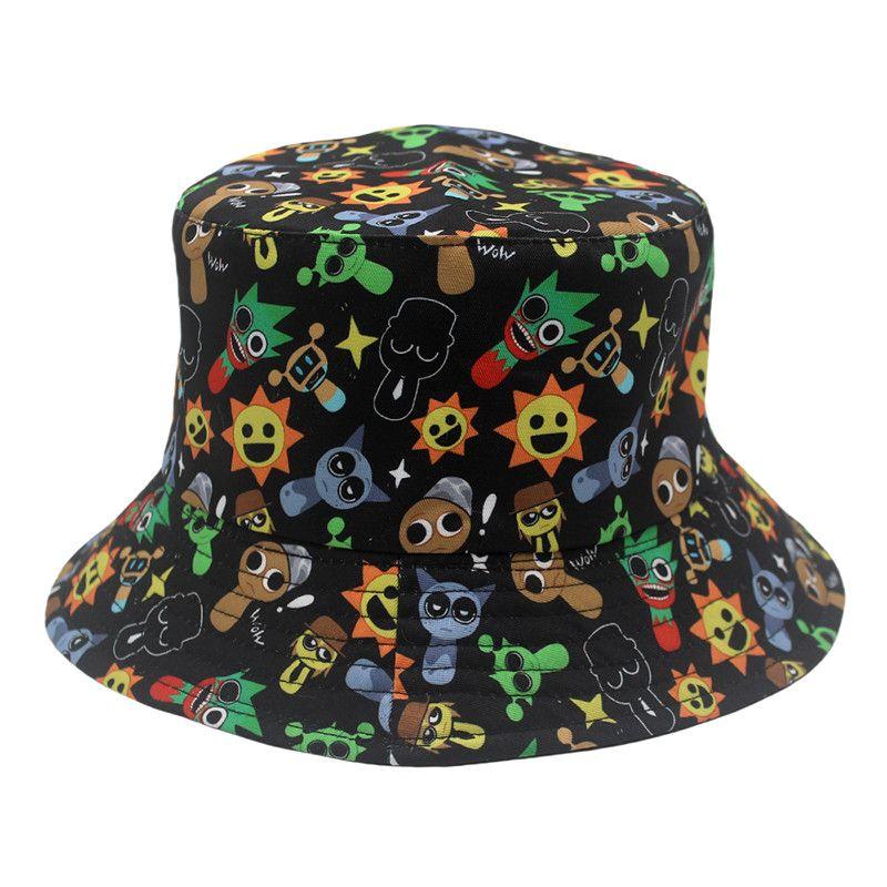 Rhythm Box Theme Sprunki Game Peripheral Printed Children's Fisherman Hat Rhythm Box Sun Hat