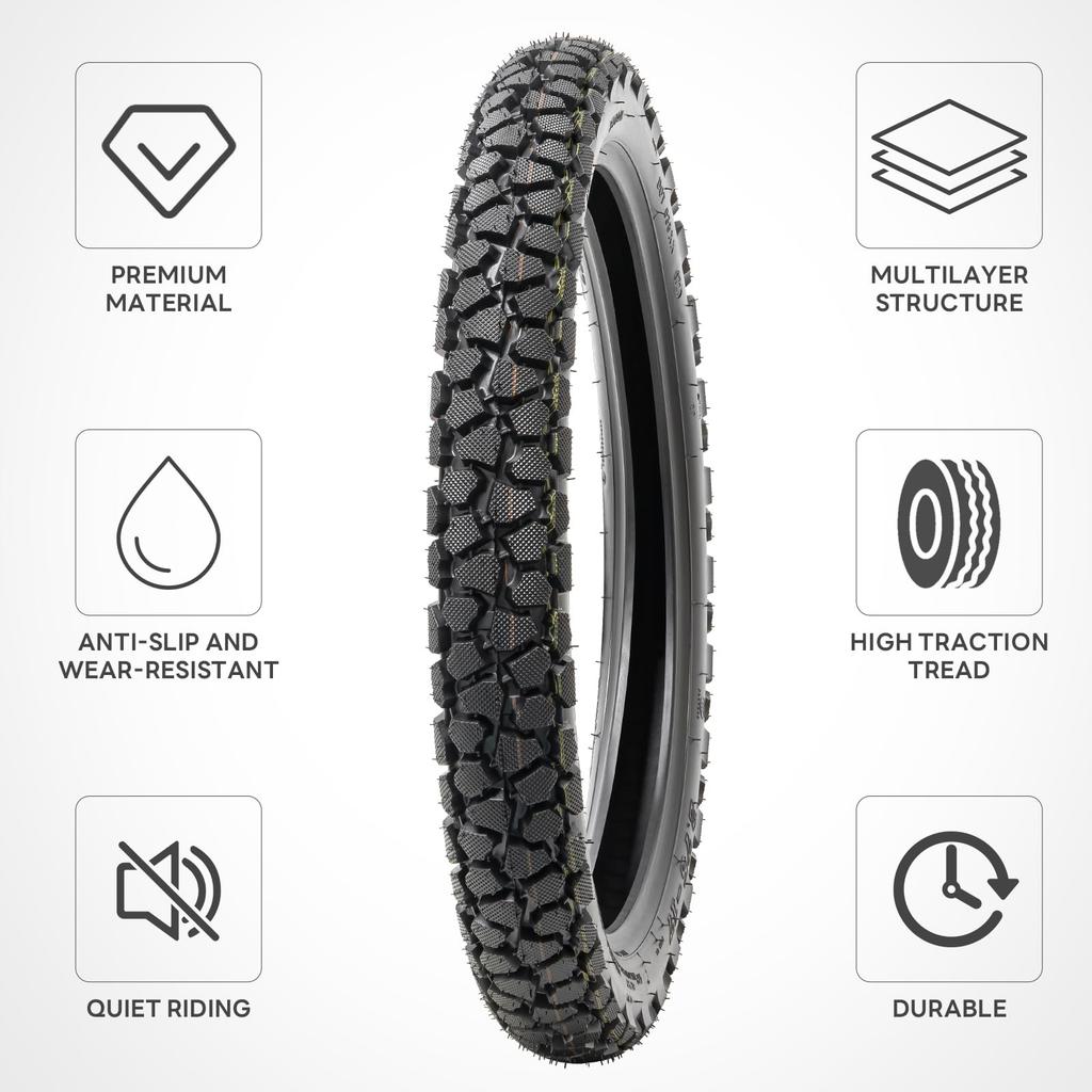 PaoWin 6PR 47P Motorcycle Tire Thick TR4 Motorcycle Motorcycle Motorcycle 2.75-17 Tire, TT, 2.75-17 Tire, 2.75-17 + 2.50/2.75-17 Tube, Wall, Valve,