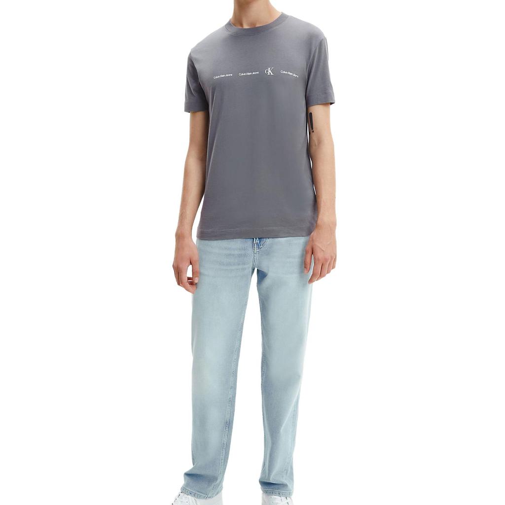 Calvin Klein SS23 Letter Logo Print Crew Neck Short Sleeve T-Shirt Men Tops Gray J30J319896-PTP